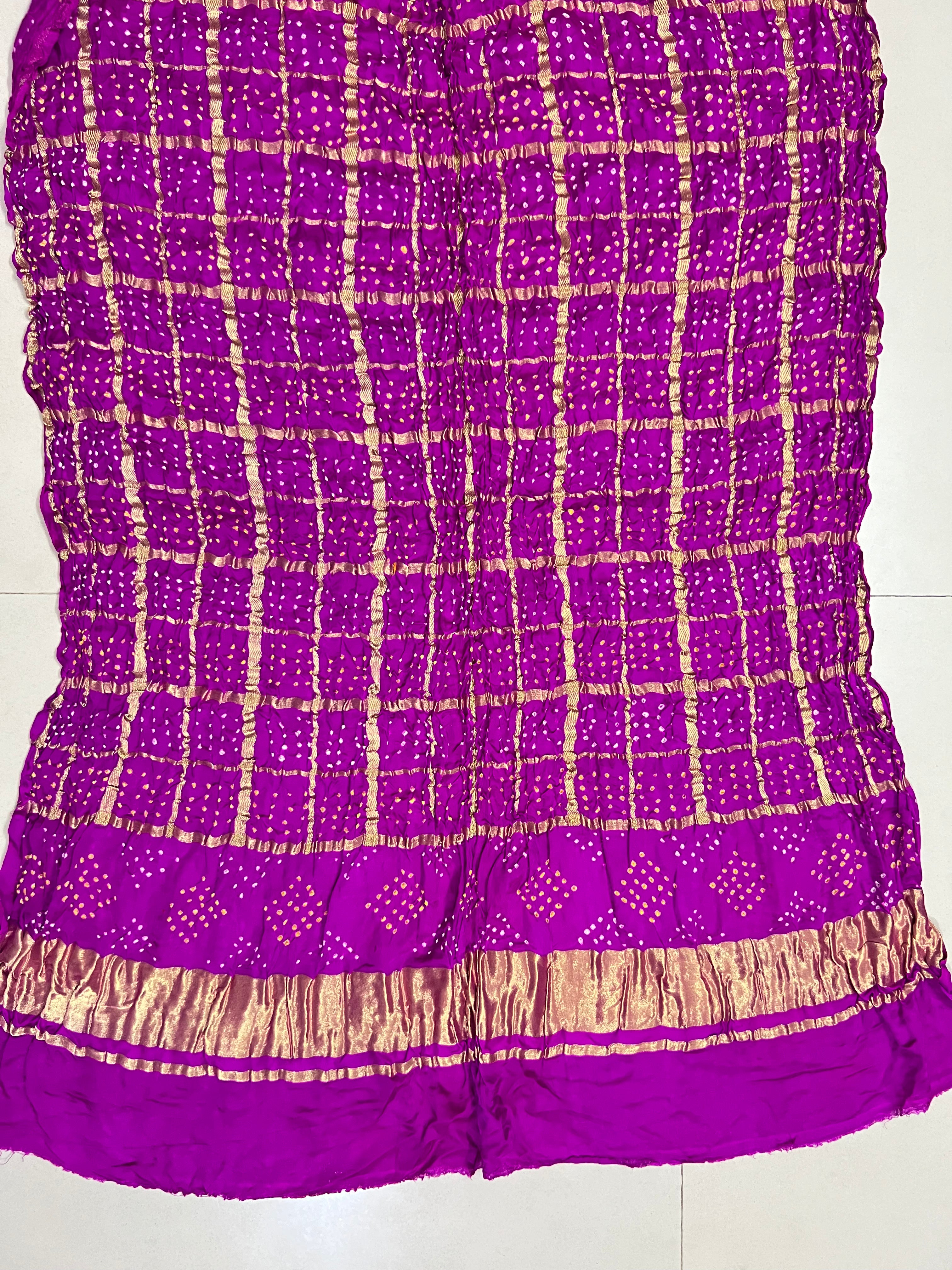Gaji Silk Checks Bandhej Dupatta