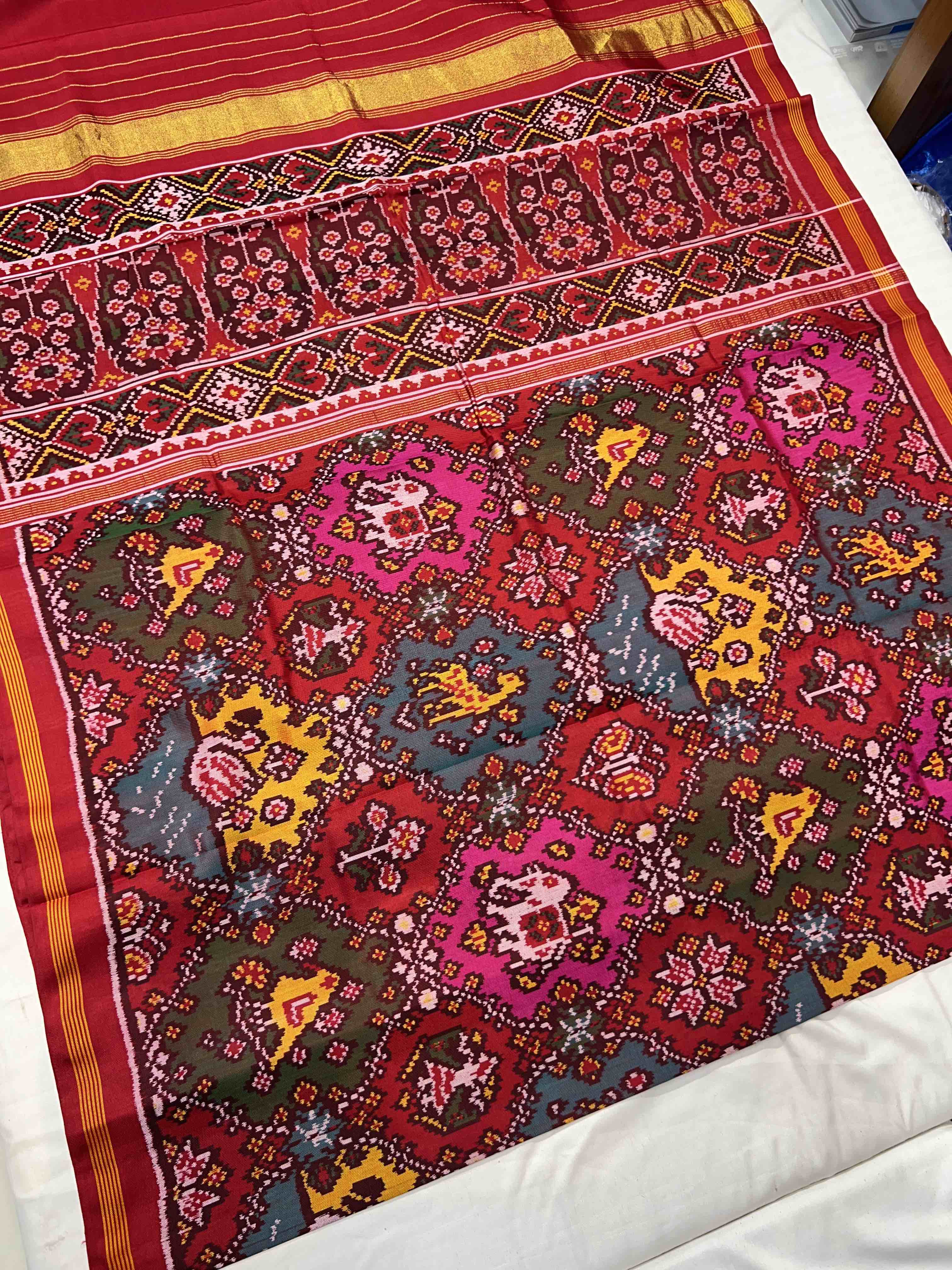 Multi Motif With Multi Color Handwoven Patola Silk Saree Secondary image