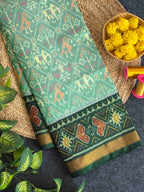 Handwoven Patola Silk Saree Narikunjan Light Green