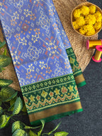 Handwoven Patola Silk Saree Navratna light Blue