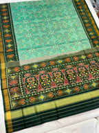 Handwoven Patola Silk Saree Navratna Light Green