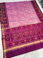 Handwoven Patola Silk Saree Baby Pink Fancy Design