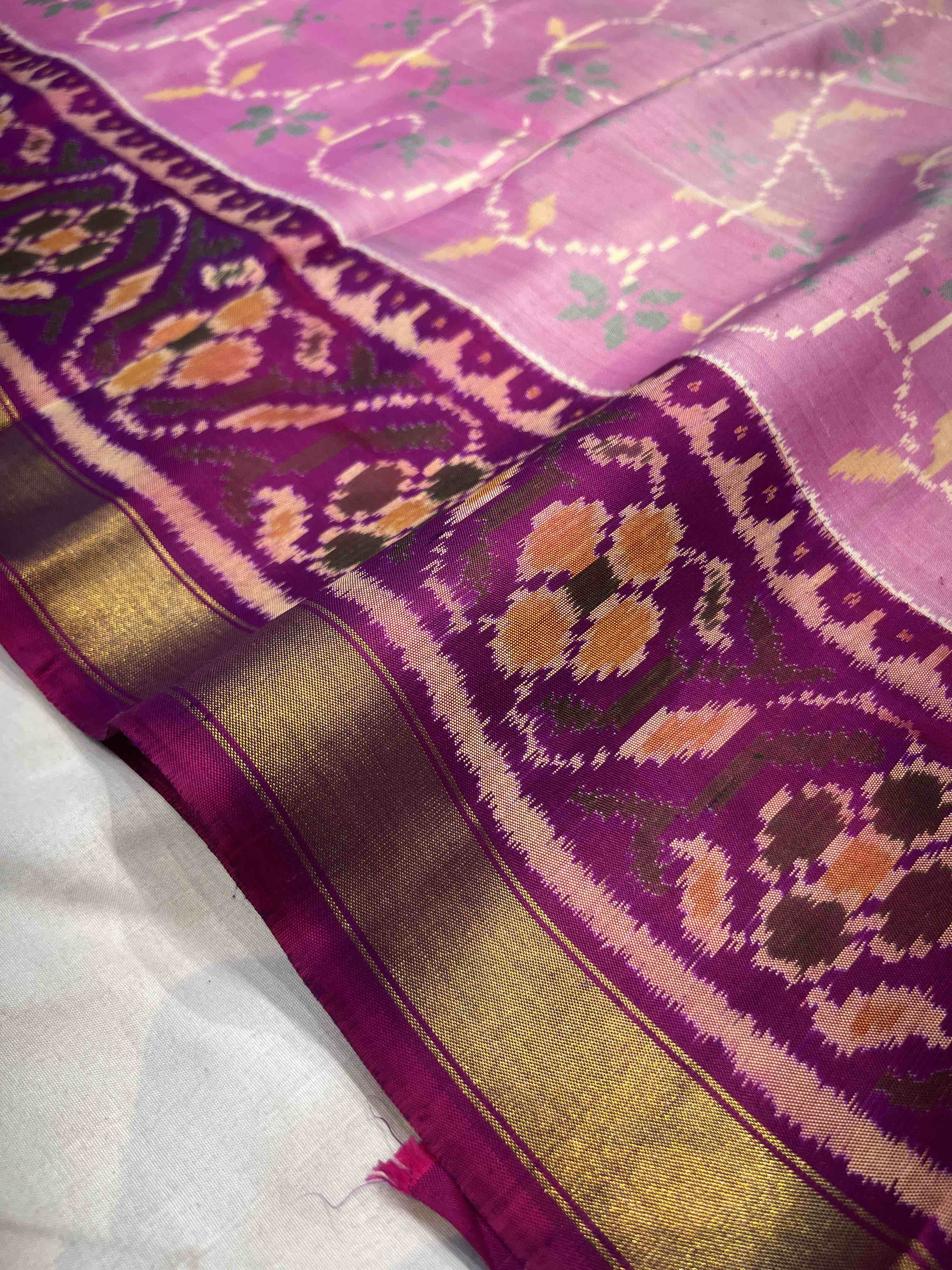 Handwoven Patola Silk Saree Baby Pink Fancy Design Secondary image