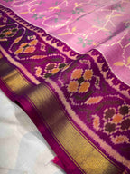 Handwoven Patola Silk Saree Baby Pink Fancy Design