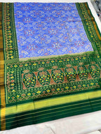 Handwoven Patola Silk Saree Navratna light Blue