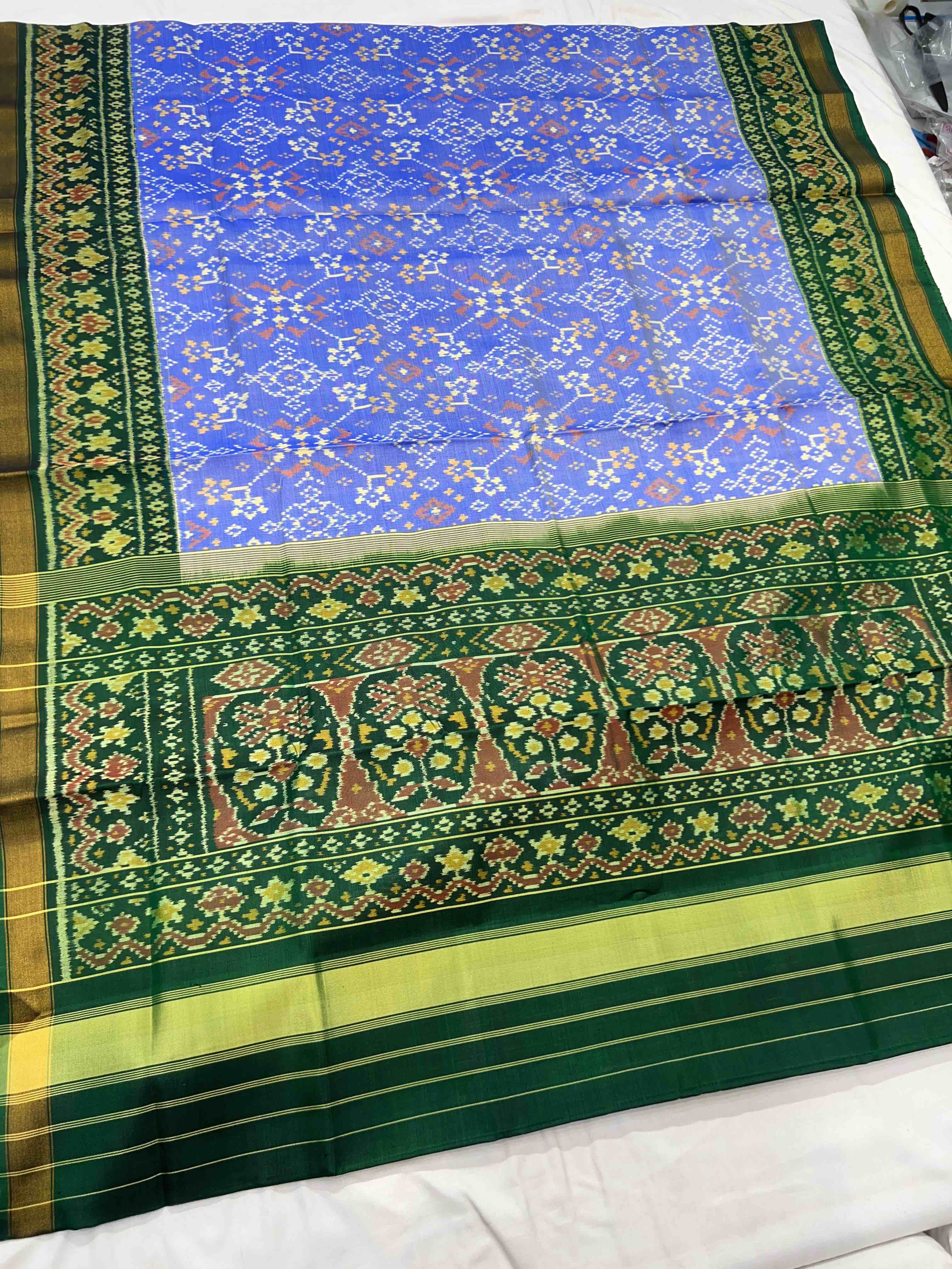 Handwoven Patola Silk Saree Navratna light Blue