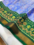Handwoven Patola Silk Saree Navratna light Blue