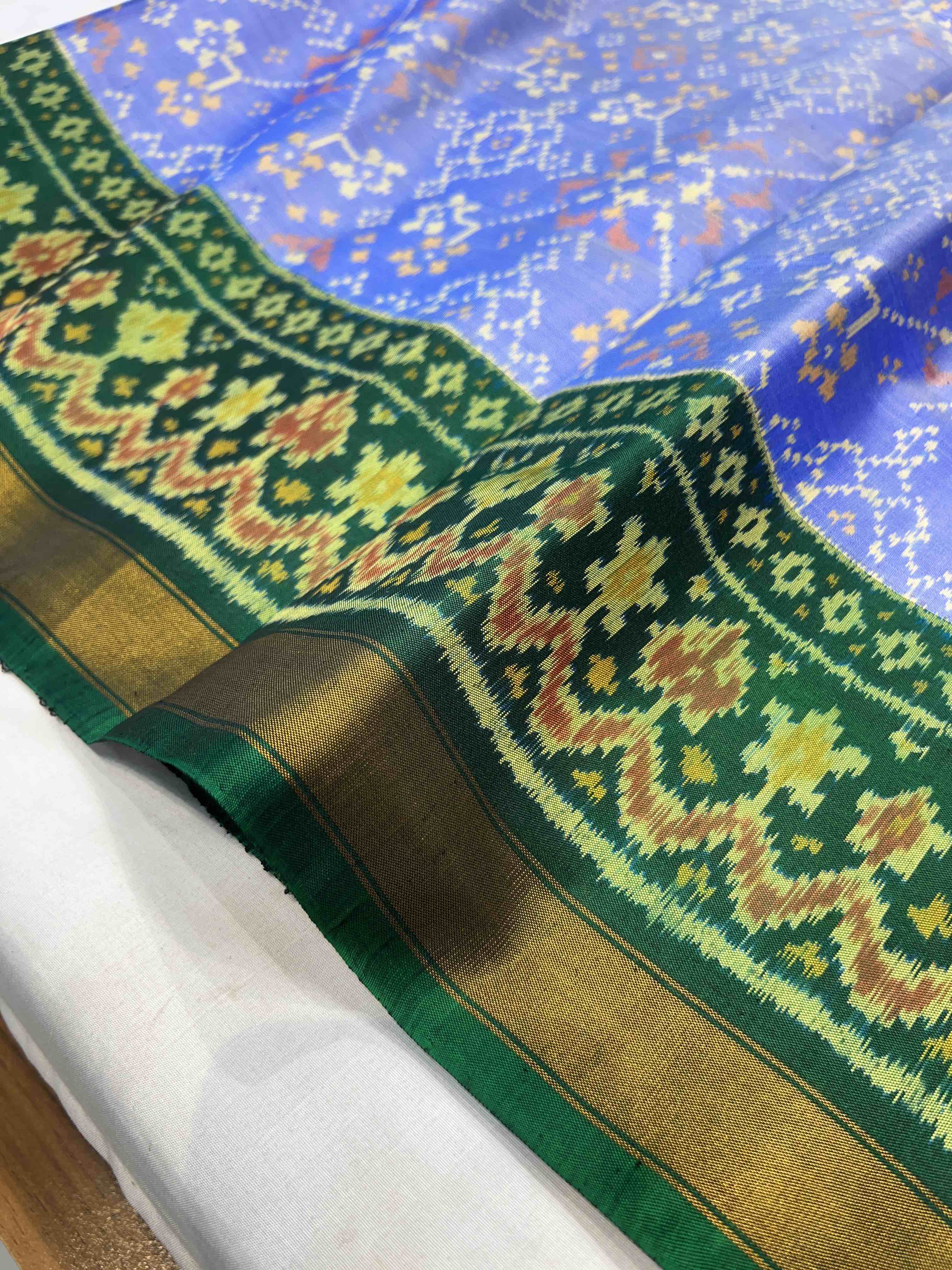 Handwoven Patola Silk Saree Navratna light Blue