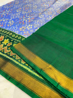 Handwoven Patola Silk Saree Navratna light Blue