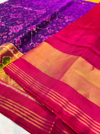 Handwoven Patola Silk Saree Magenta Navratna