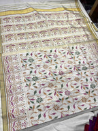 Handwoven Patola Silk Saree Fancy Off. White
