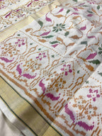 Handwoven Patola Silk Saree Fancy Off. White