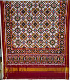 Handwoven Double Ikat Patola Silk Saree White Navratna