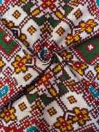 Handwoven Double Ikat Patola Silk Saree White Navratna