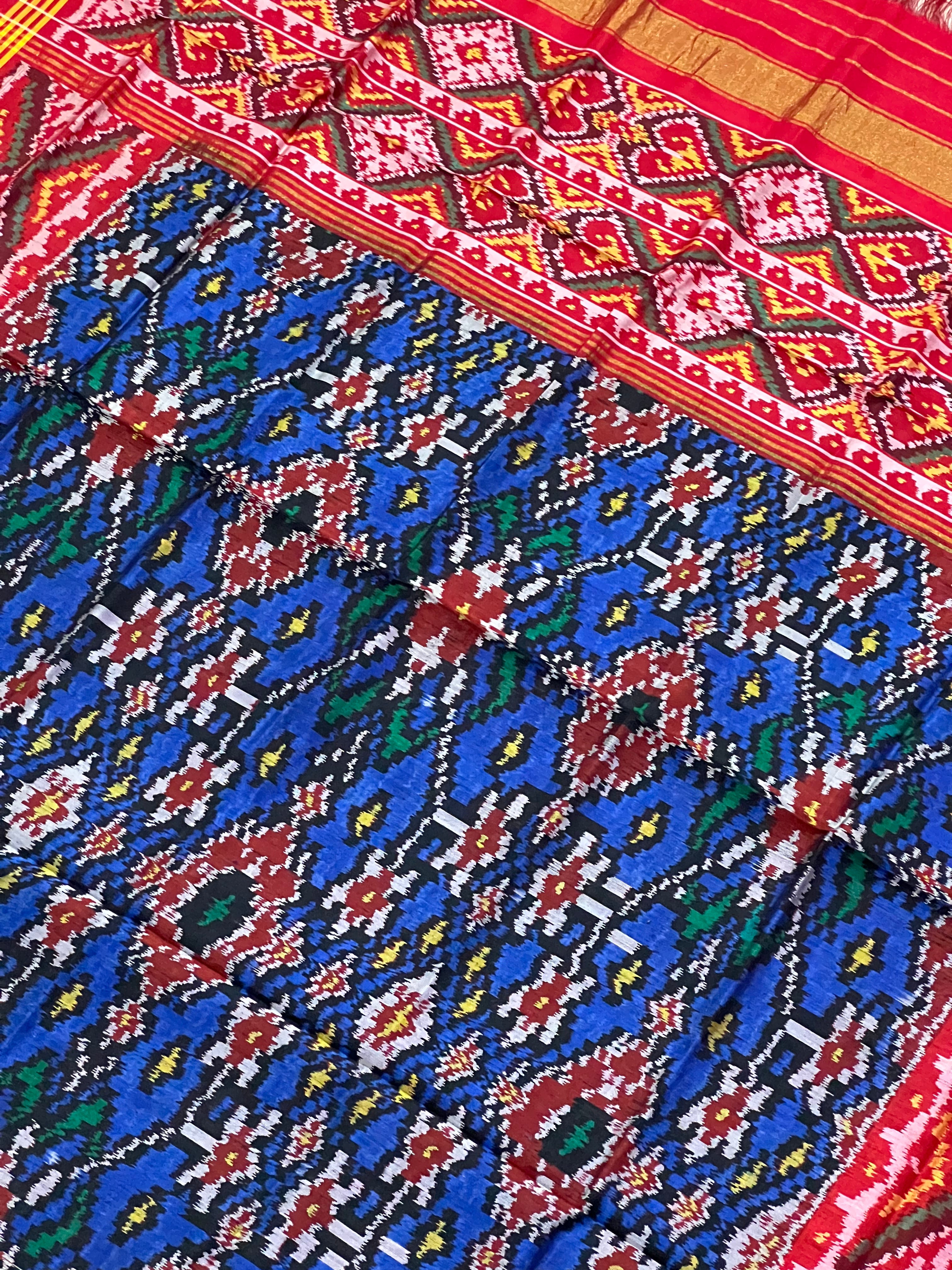 Blue Navratna Design Handwoven Patola Dupatta
