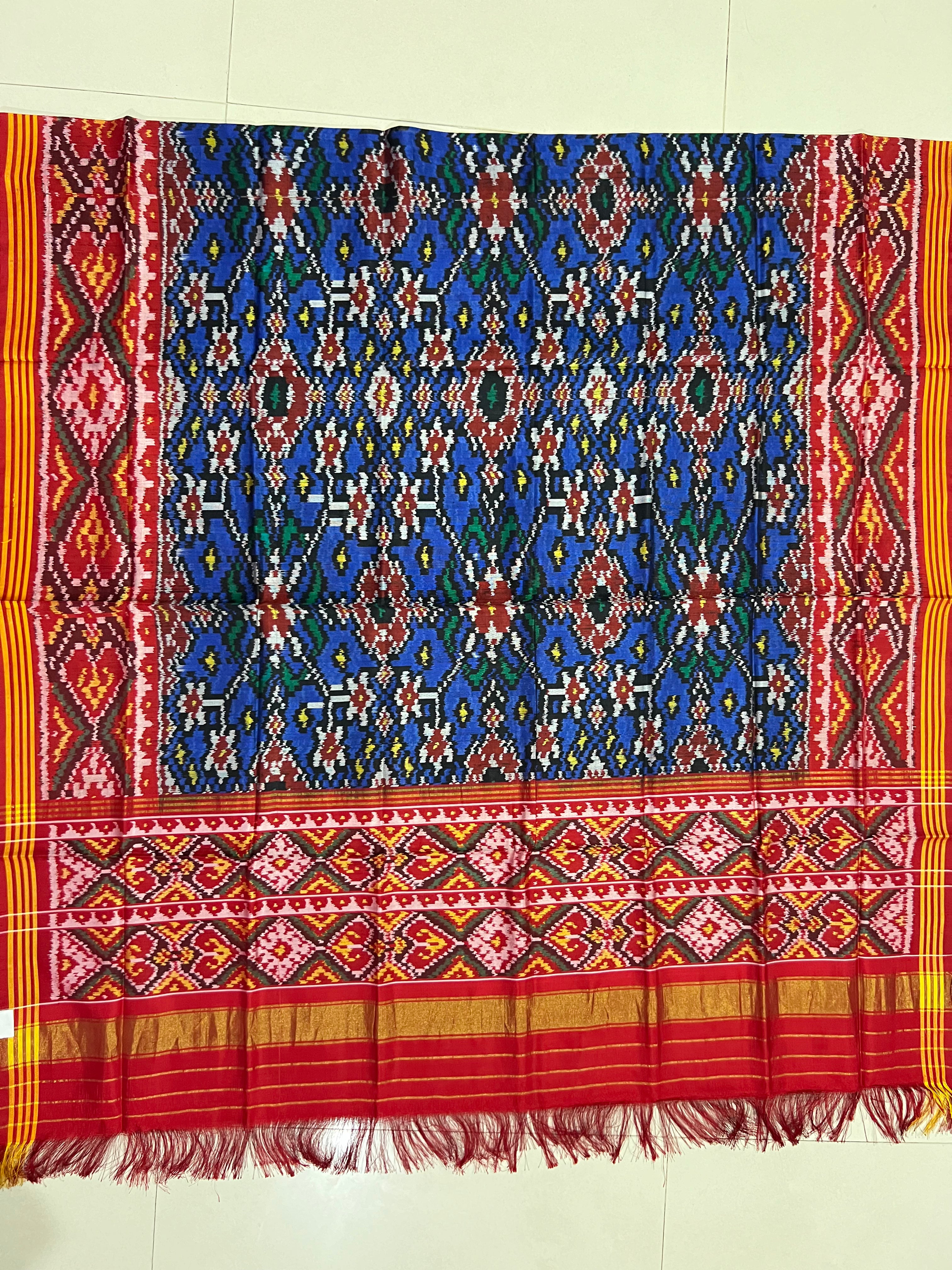 Blue Navratna Design Handwoven Patola Dupatta